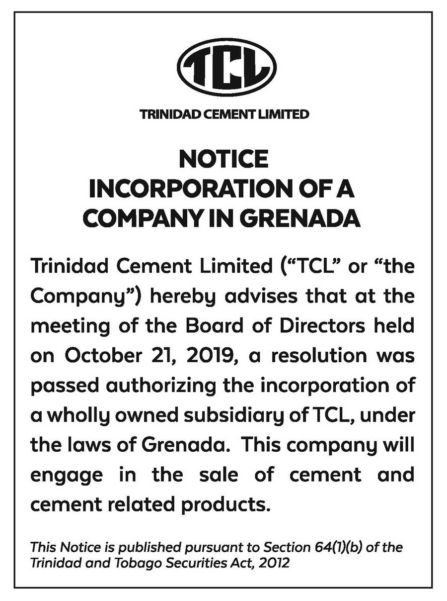 TCL NOTICE AD-15X3-COMPANY IN GRENADA-FAW