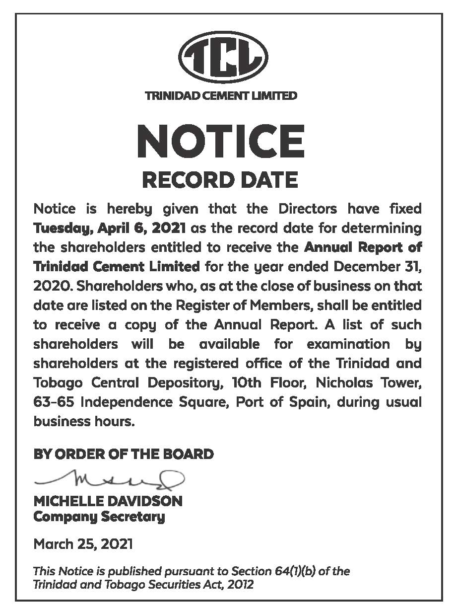 TCL NOTICE OF RECORD DATE- 15X3 - FAW