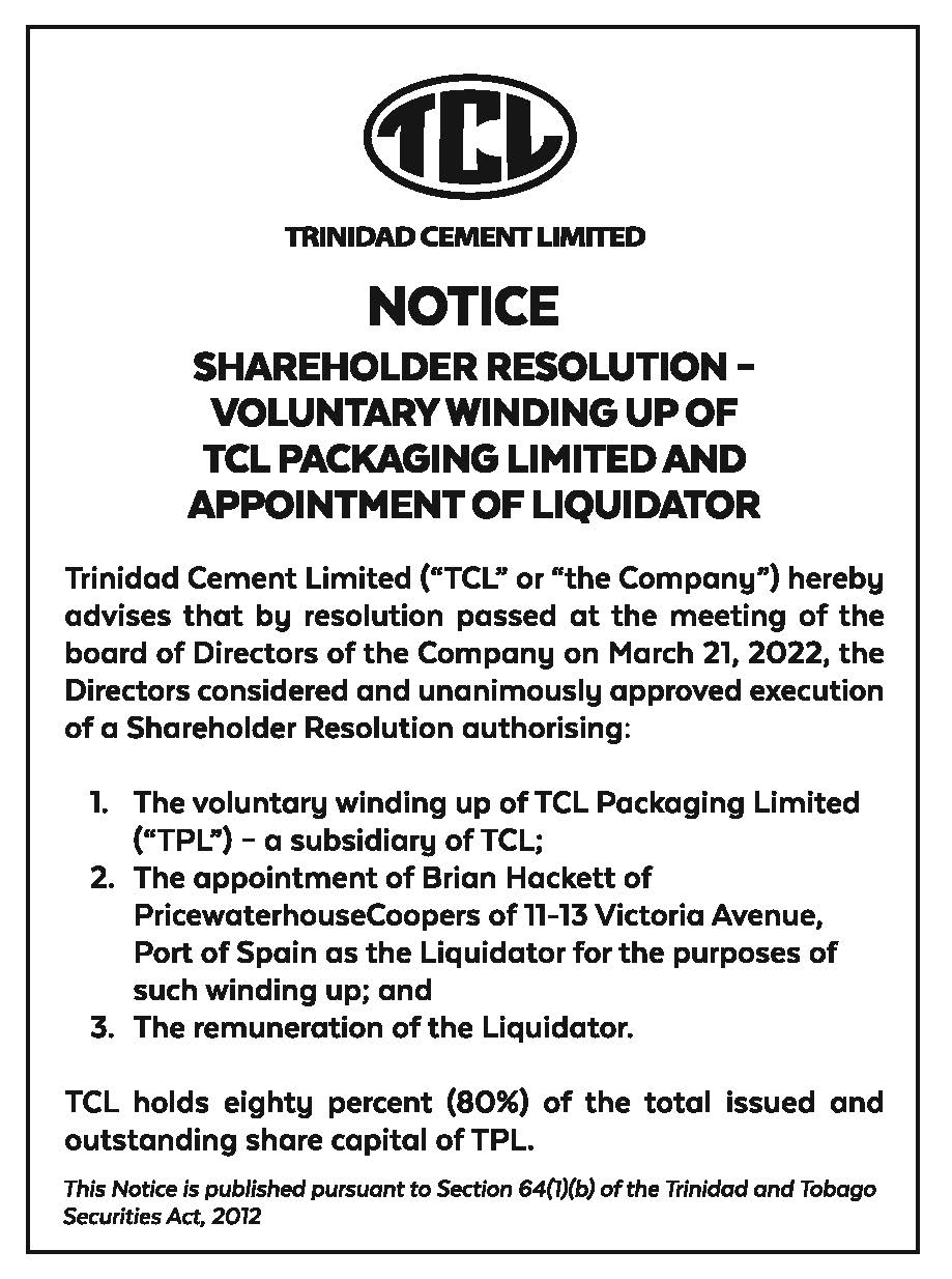 TCL- NOTICE-SHAREHOLDER RESOLUTION - 15X3 - FAW